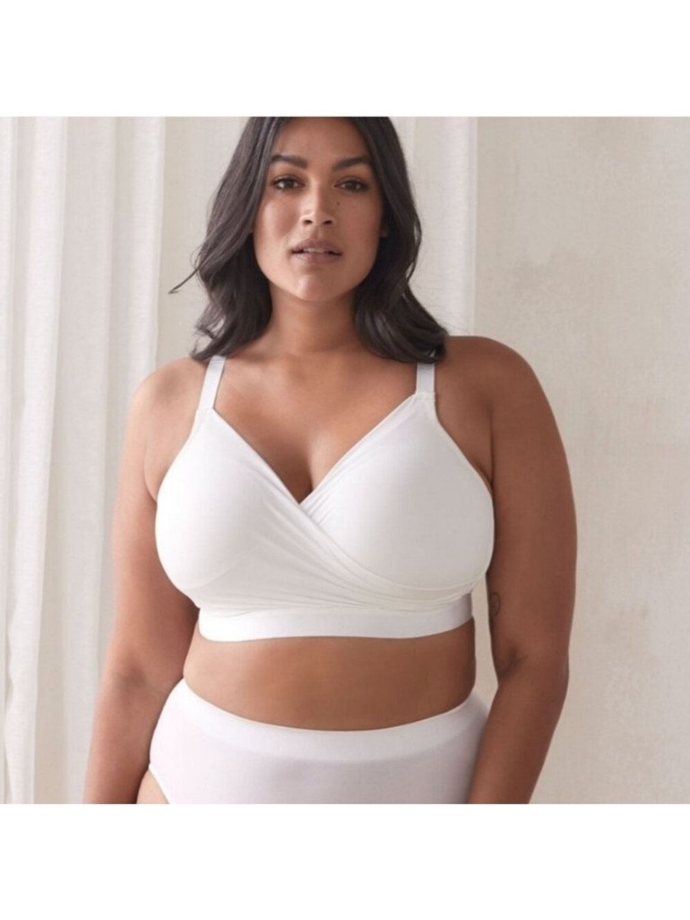 Deesse White Wireless Lounge Plunge Bra White Wire Free 48dd Lingerie Comfort